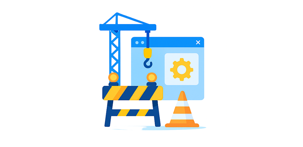 Ilustração de um site em construção